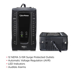 CYBERPOWER 900VA/480W 1030J W/AVR 12-OUT,USB