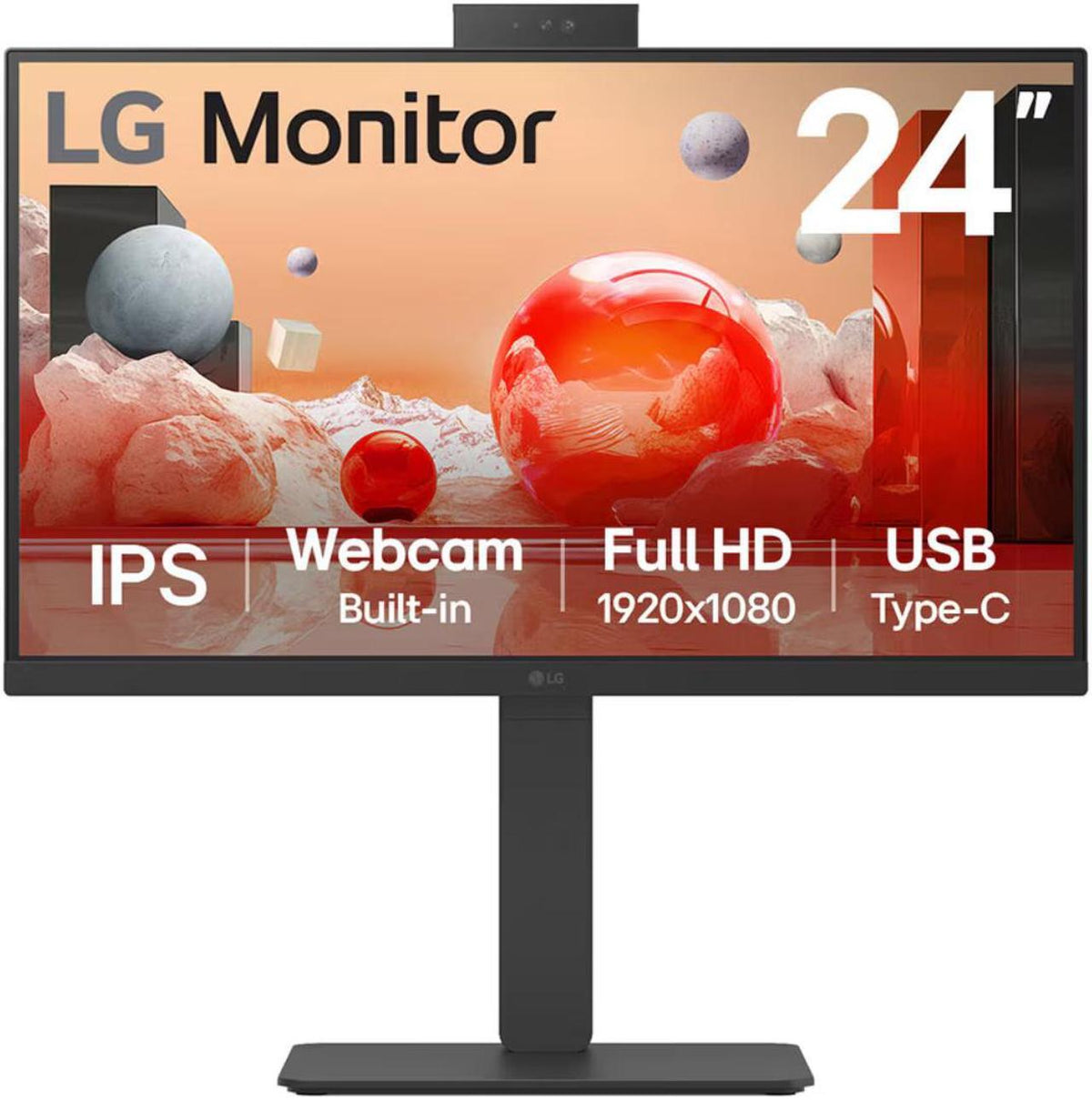 LG 24" CLASS WEBCAM FULL HD LCD MONITOR - 16:9 - TEXTURED BLACK