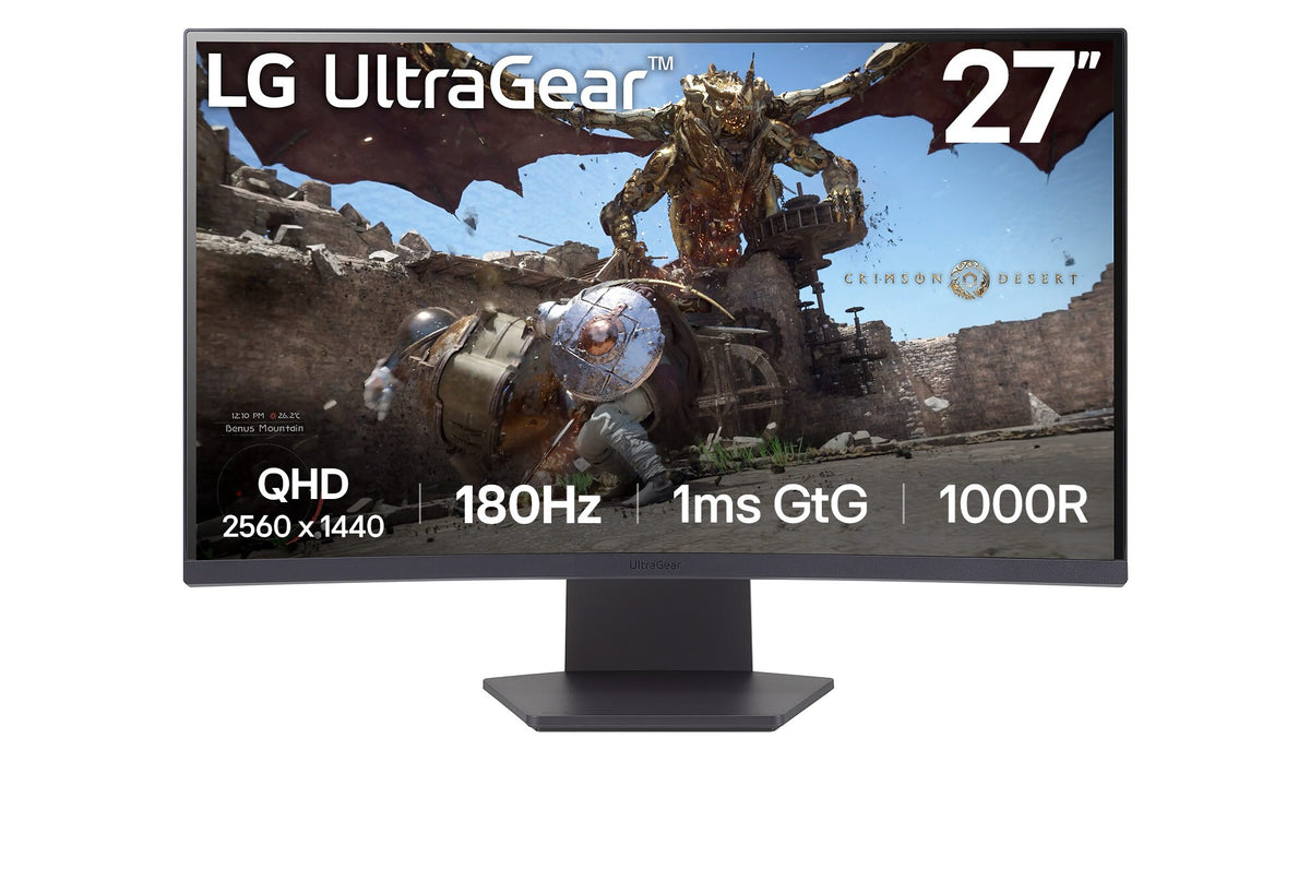 LG 27” ULTRAGEAR 1000R CURVED GAMING MONITOR, QHD, 1MS (GTG), 180HZ