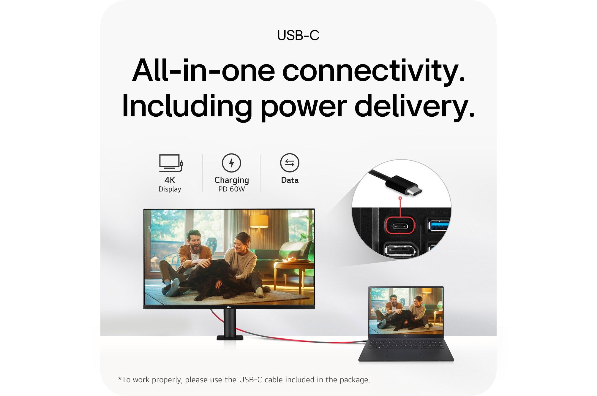 LG 32" UHD 4K ERGO IPS MONITOR WITH USB-C