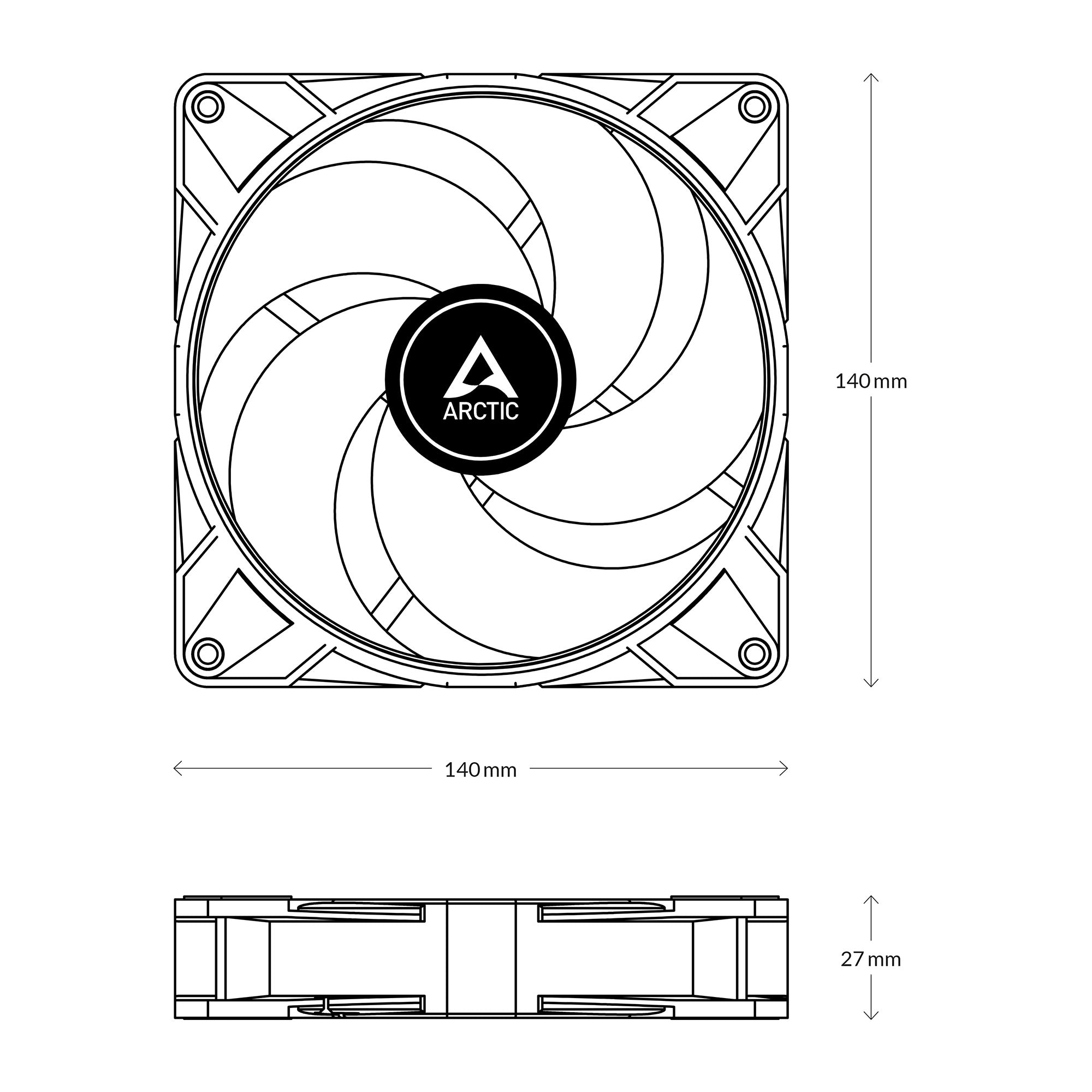 ARCTIC P14 MAX PWM 140MM CASE FAN 2800RPM (1PK)