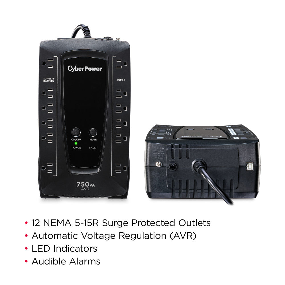 CYBERPOWER 750VA/450W 1030J W/AVR 12-OUT,USB