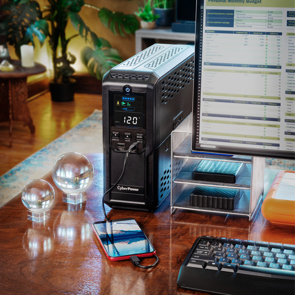 CYBERPOWER 1500VA/900W 1500J W/AVR,DISPLAY 12-OUT,USB-A+C/RS232