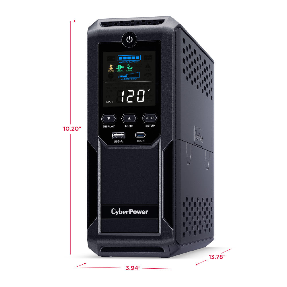 CYBERPOWER 1500VA/900W 1500J W/AVR,DISPLAY 12-OUT,USB-A+C/RS232