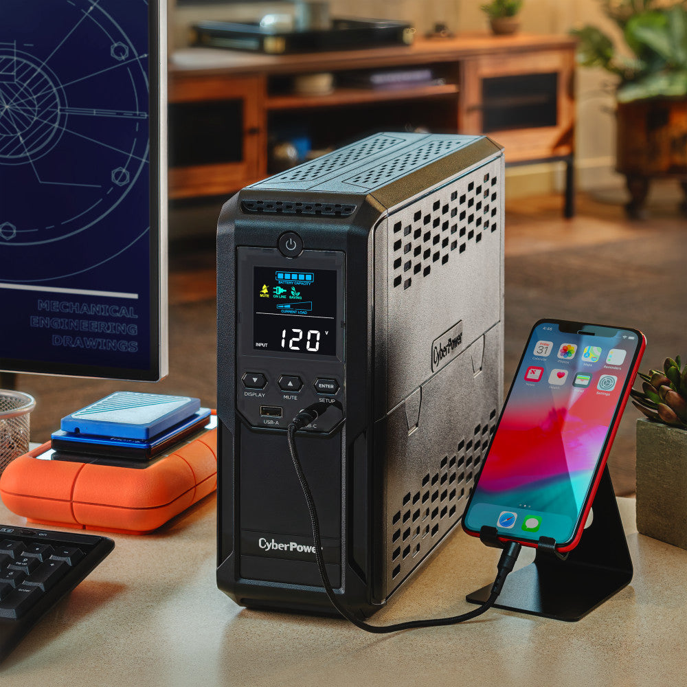 CYBERPOWER 1500VA/900W 1500J W/AVR,DISPLAY 12-OUT,USB-A+C/RS232