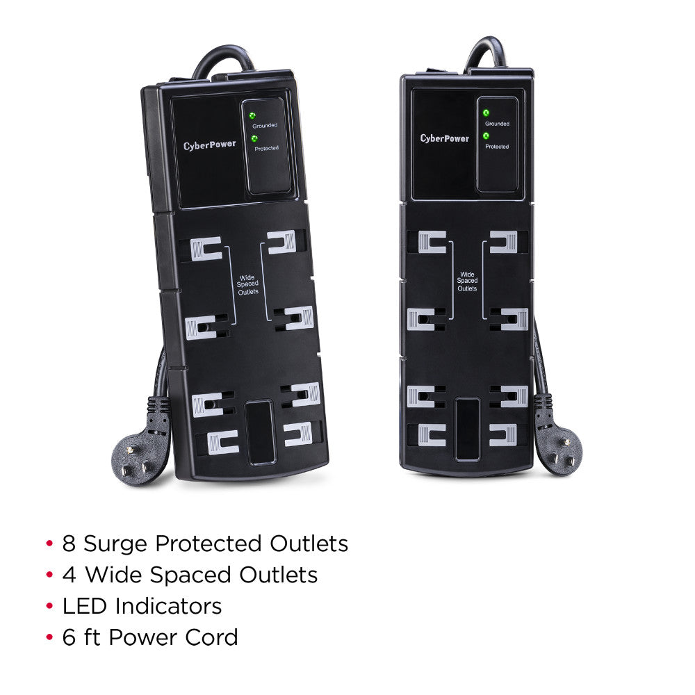 CYBERPOWER SURGE PROTECTOR 8-OUTLETS 6 FT CORD 1800 JOULES