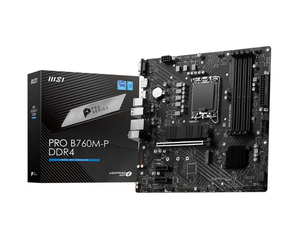 MSI B760 1700 4DDR4 RAID 6G M.2 U3.2 A+C VGA/DP/HDMI RGB MATX MB