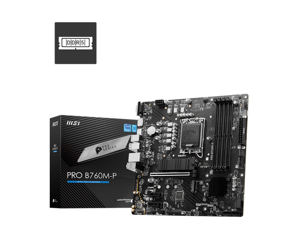 MSI B760 1700 4DDR4 RAID 6G M.2 U3.2 A+C VGA/DP/HDMI RGB MATX MB
